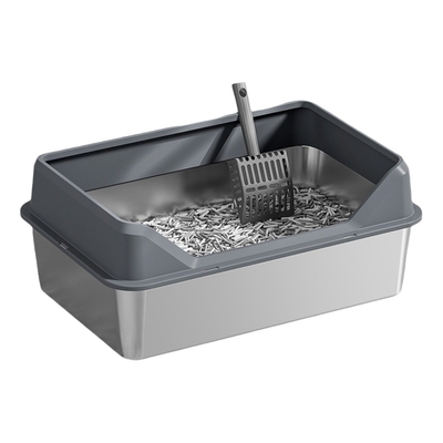 Stainless Steel High Lid and Footboard Semi-Automatic Quick Cleaning Cat Litter Box
