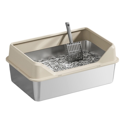 Stainless Steel High Lid and Footboard Semi-Automatic Quick Cleaning Cat Litter Box