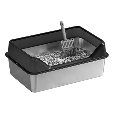 Stainless Steel High Lid and Footboard Semi-Automatic Quick Cleaning Cat Litter Box