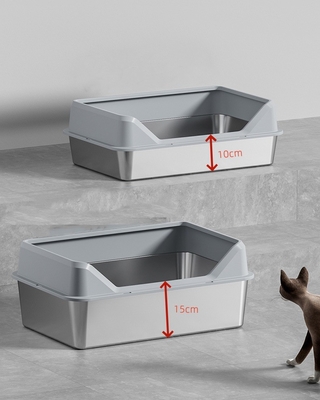 Stainless Steel High Lid and Footboard Semi-Automatic Quick Cleaning Cat Litter Box