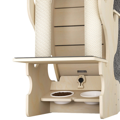 Keep Your Pets Fit Solid Wood Cat Climbing Frame with Running Wheel and Dog Treadmill
