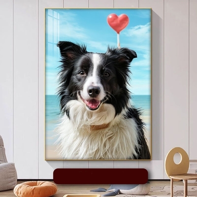 Pet Portrait Wall Art in Custom Aluminum Alloy Frame for Living Room Spoof Cat Mural