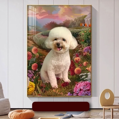 Pet Portrait Wall Art in Custom Aluminum Alloy Frame for Living Room Spoof Cat Mural