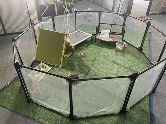 Aluminum Floding Pet Playpen Dog Exercise Fence 12 Panels Black 65 x 91 cm Pattern Solid