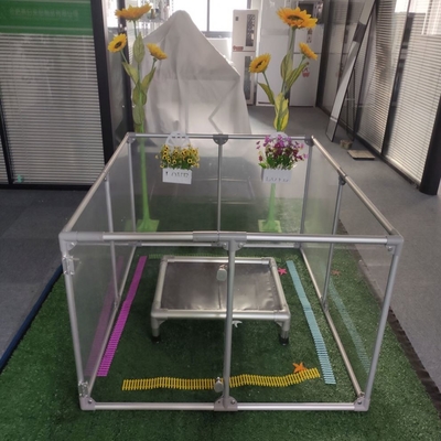 Indoor Folding Dog Playpen Transparent Acrylic Portable Pet Fence with Animal Pattern
