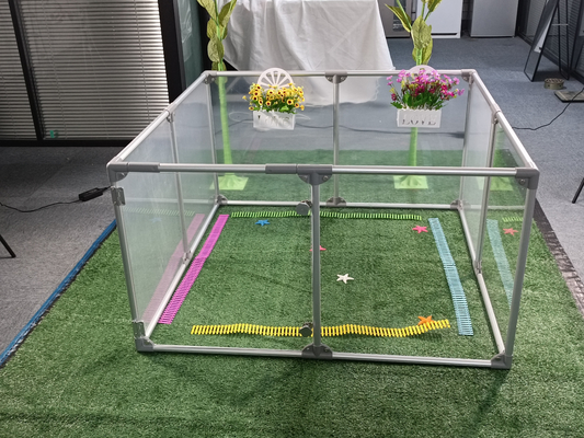 Indoor Folding Dog Playpen Transparent Acrylic Portable Pet Fence with Animal Pattern
