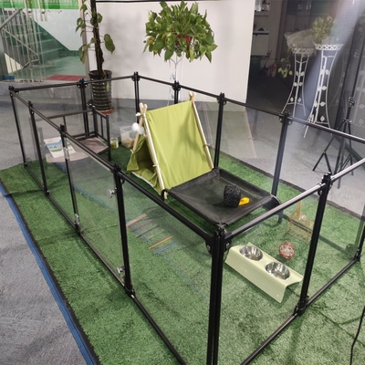 Animal Pattern Aluminum Folding Pet Playpen Kennel 12 Panels Black 65 x 91 cm for Dogs