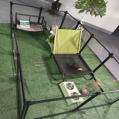 Animal Pattern Aluminum Folding Pet Playpen Kennel 12 Panels Black 65 x 91 cm for Dogs