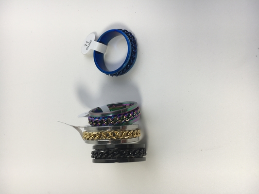 Multiple Colors 8mm Width Titanium Steel Chain Ring Spinning Ring for Men's Fashion