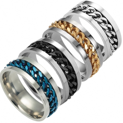 EN Standard Men's Rotating Titanium Steel Chain Ring for Easy Bottle and Beer Opening