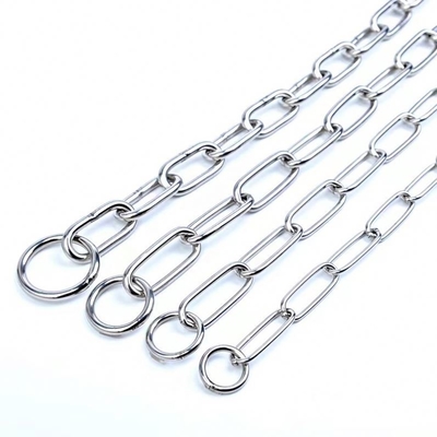 Pet Training Stainless Steel Dog Collar with Metal Pulling Rope and Bite-proof Chain