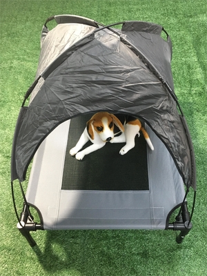 Indoor Outdoor Dog Bed with Cooling Elevated Air Cot and Removable Canopy Shade Tent