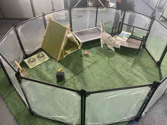 Button Closure 12 Panels Acrylic Dog Playpen for Easy Pet Training and Portability
