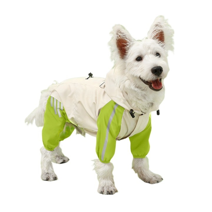 Waterproof Reflective Four Feet Pet Dog Raincoat Clothes With Hat for Small Animals