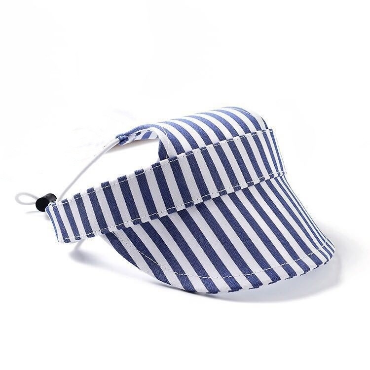 Striped Dog Sun Hat Adjustable Dog Sports Cap for Puppies Small Dogs Cotton Pet Hat