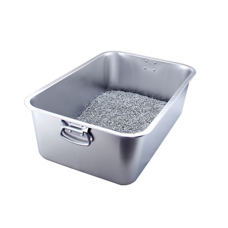 Cat Toliet Sustainable Stainless Steel Basin for Easy Cleaning and Comfortable Stool