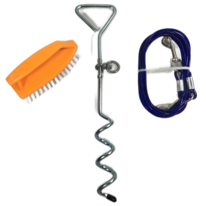 8mx40cm Dog Stake Double Head Hook Steel Wire Traction Rope for Strong Pet Anchoring