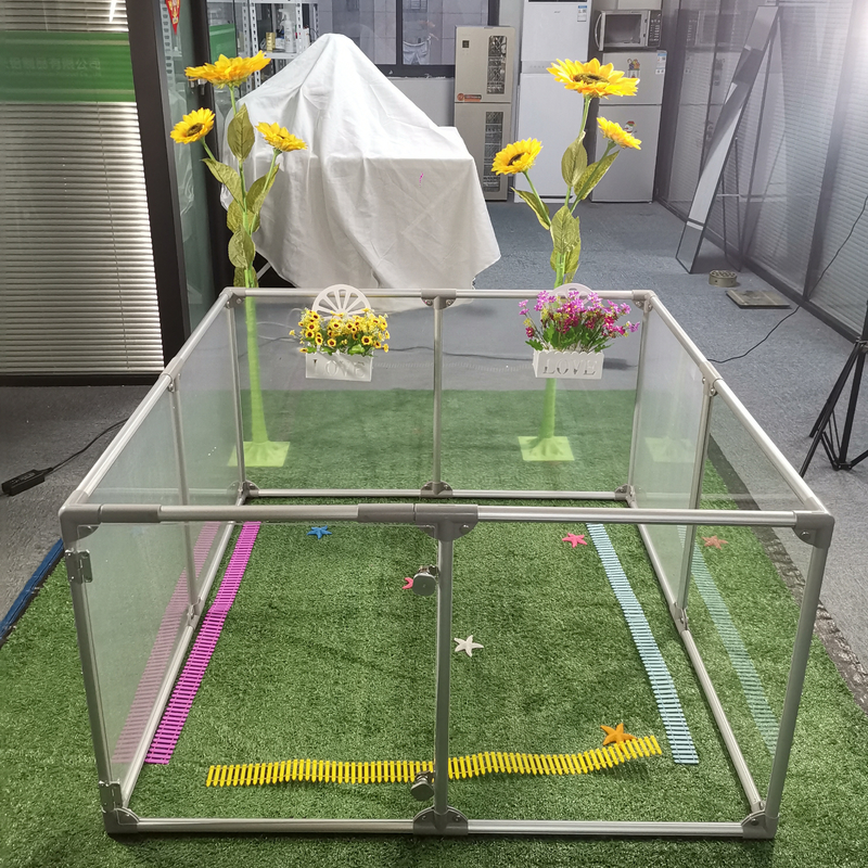 Button Closure Portable Pet Playpen for Indoor Semi-circle Design Transparent DIY 6/8/10/12 Pcs