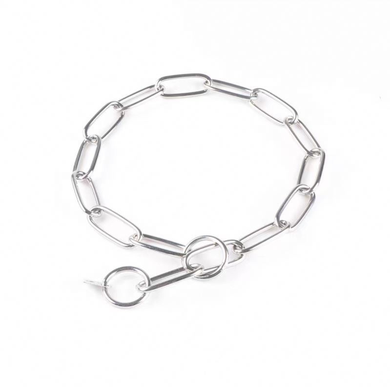 Pet Training Stainless Steel Dog Collar with Metal Pulling Rope and Bite-proof Chain