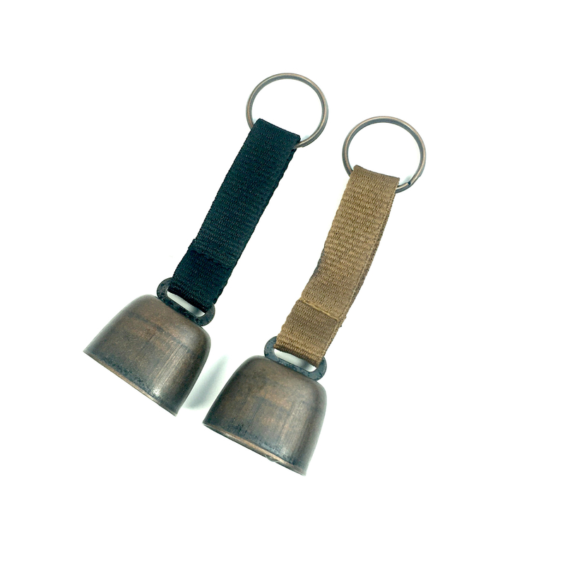 Handle Braid Bell Mini Pet Dog Charm Cow Bell for Hiking and Camping 120mm*35mm Brown