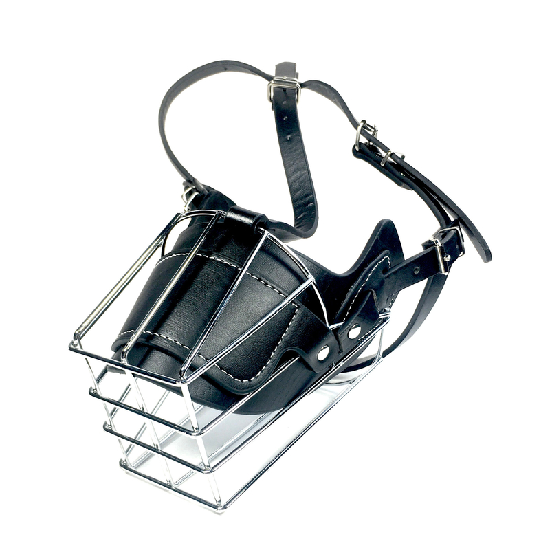 Adjustable Extra Large Dog Muzzle Mask for Big Dogs Neck Circumference 46-53cm Black