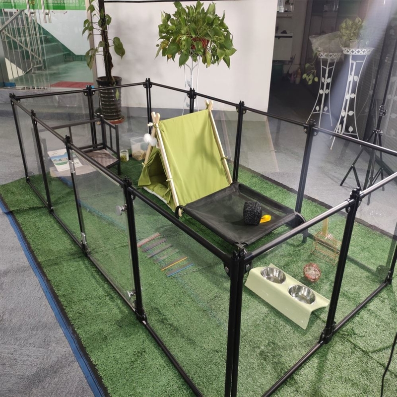 Button Closure 12 Panels Acrylic Dog Playpen for Easy Pet Training and Portability